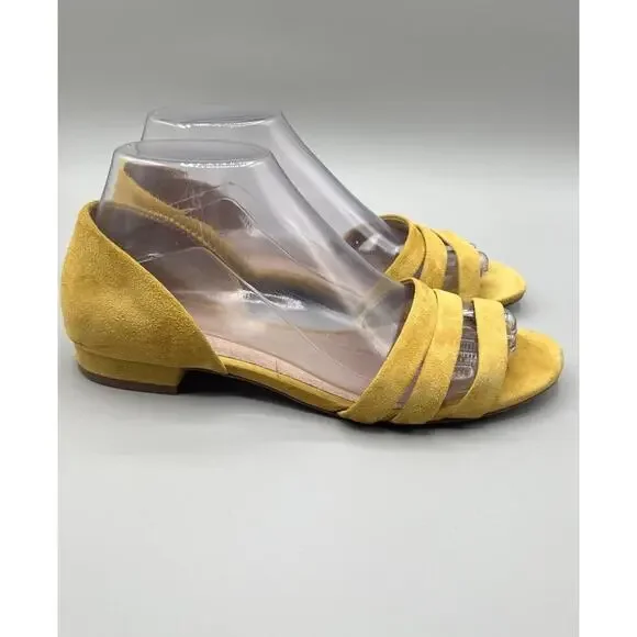 Madewell Women's Size 7.5 Leila Sleek Strappy Sandal in Suede Yellow - Picture 2 of 9